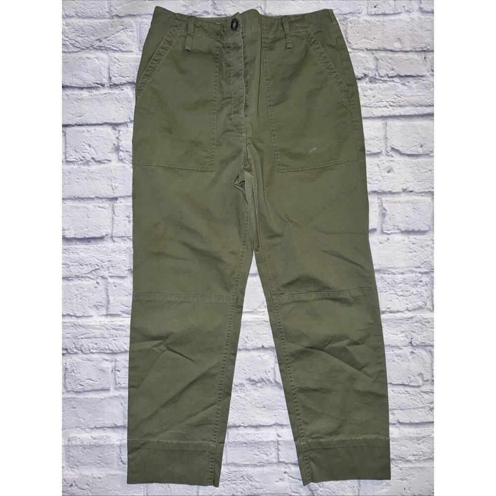 Theory Womens Size‎ 4 Cargo Casual Pants Twill Faded Army Green Crop High Rise